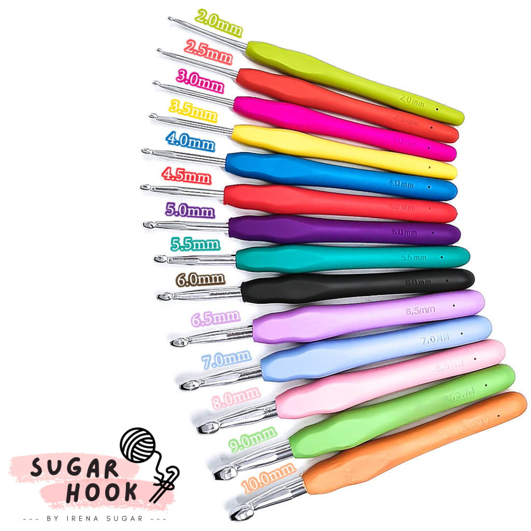 Hakpen Aluminium Gagang Karet / Jarum Rajut Silikon / Silicone Crochet Hook | Sugar Hook @sugarhook.id - Image 4