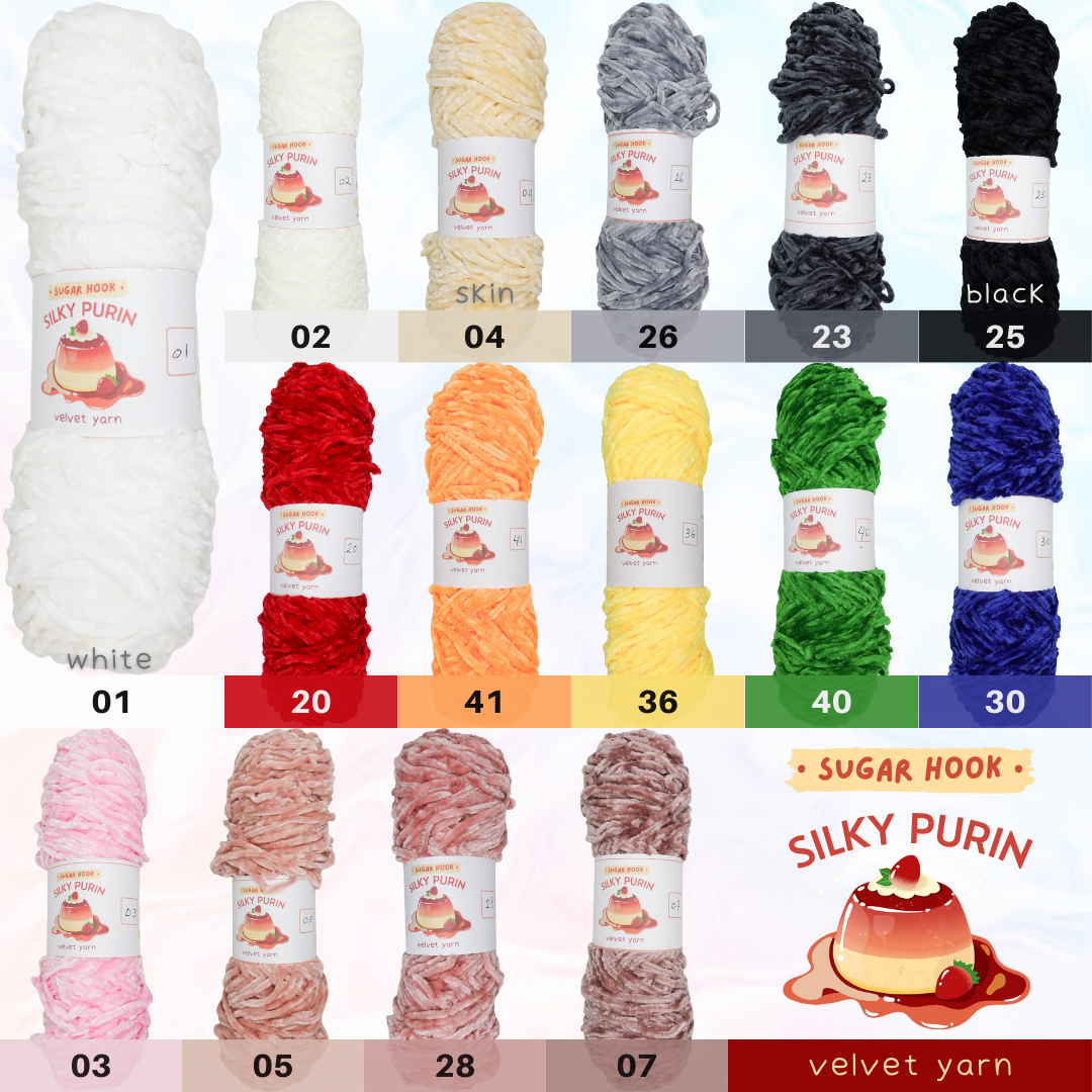 Silky Purin Velvet Yarn Crochet Knitting Benang Rajut Beludru Bludru | Sugar Hook